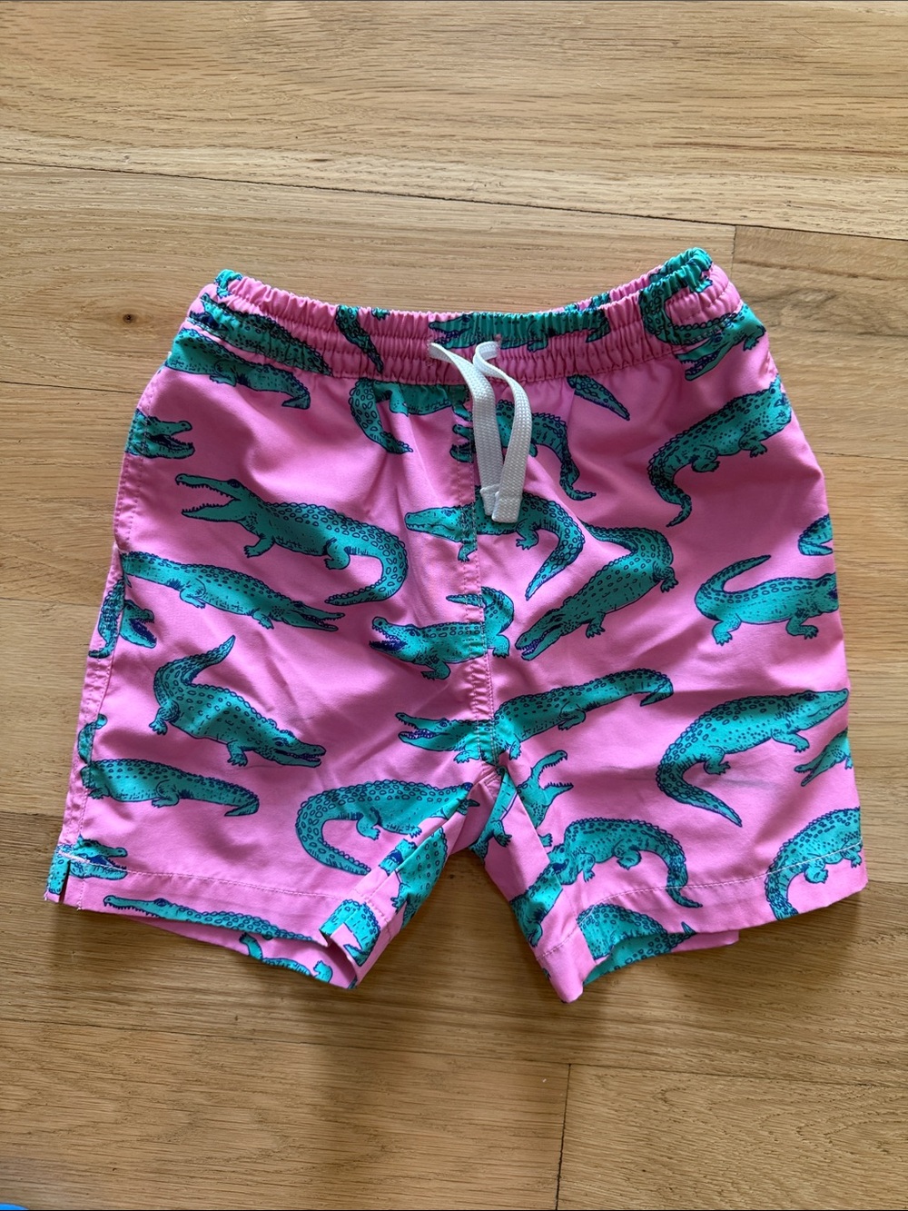 Chubbies Pink Alligator Print Swim Shorts with Teal- 6T
